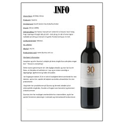 30 Mile Shiraz 2022, Quarisa, South Eastern Australia